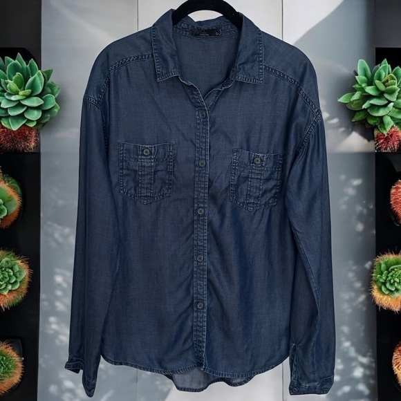 prAna Blue Chambray Long Sleeve Button Up Outdoors Women’s Size S - Picture 1 of 11